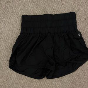 Women’s High-Waist Black Athletic Shorts with Smocked Waistband